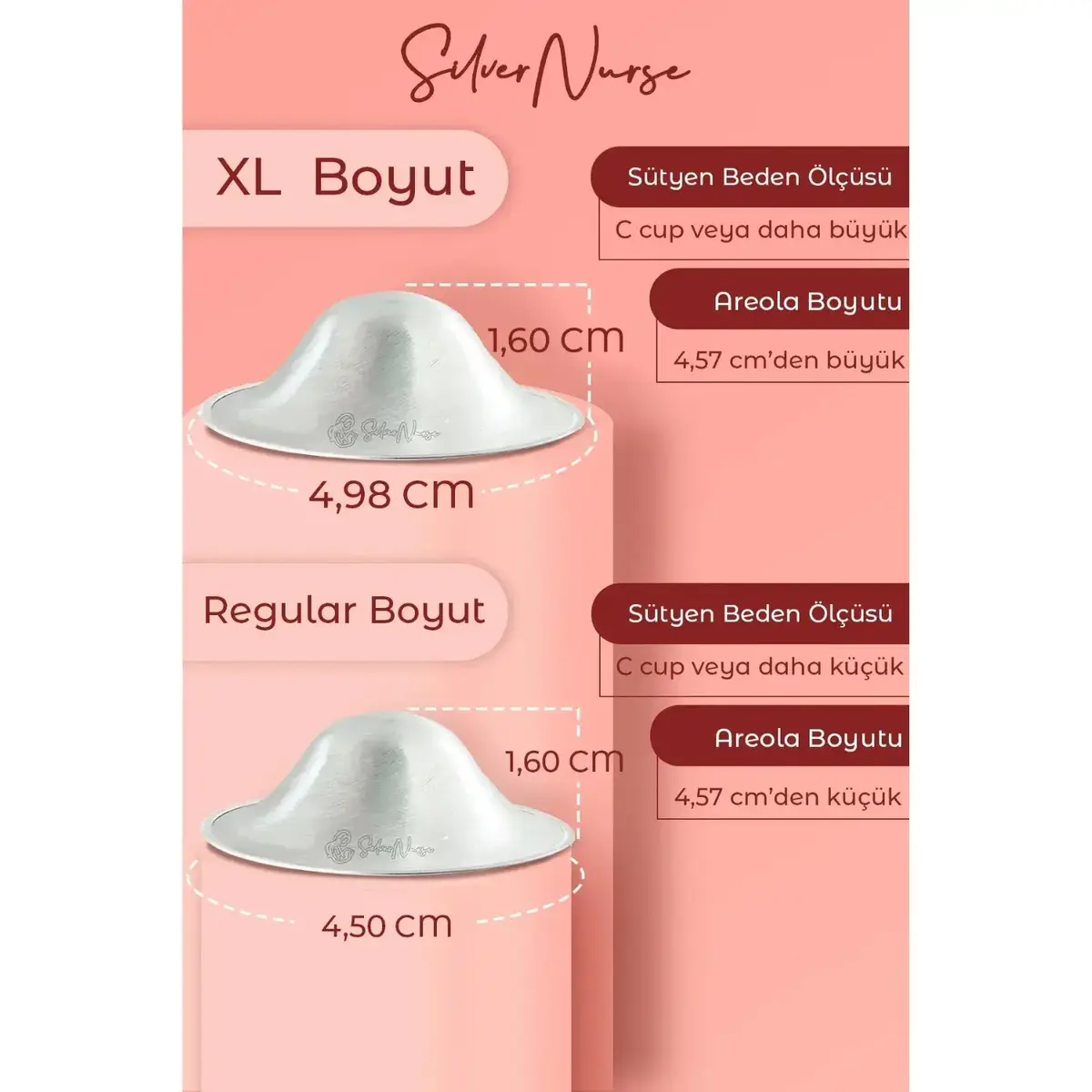 SilverNurse Koruyucu Göğüs Kapakları Gümüş 2li