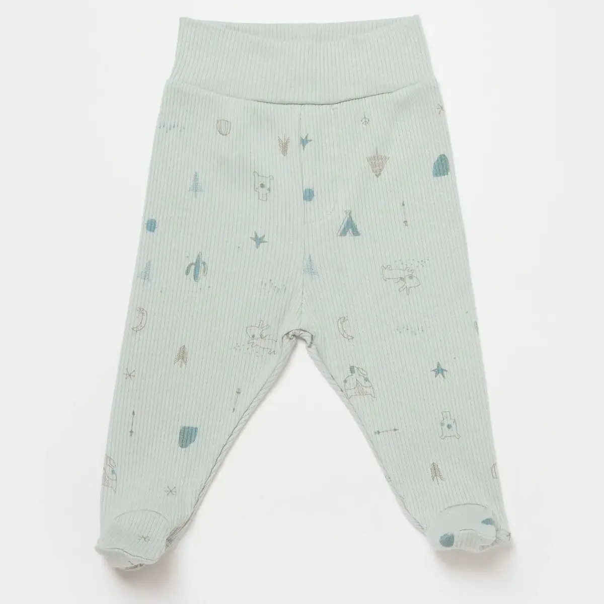 Bibaby Organik Zıbın Takımı 3lü Modal Happy Forest Bej - Mint
