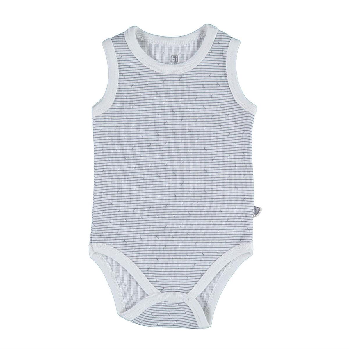 Bibaby Atlet Body Jakarlı Desenli Gri Çizgili
