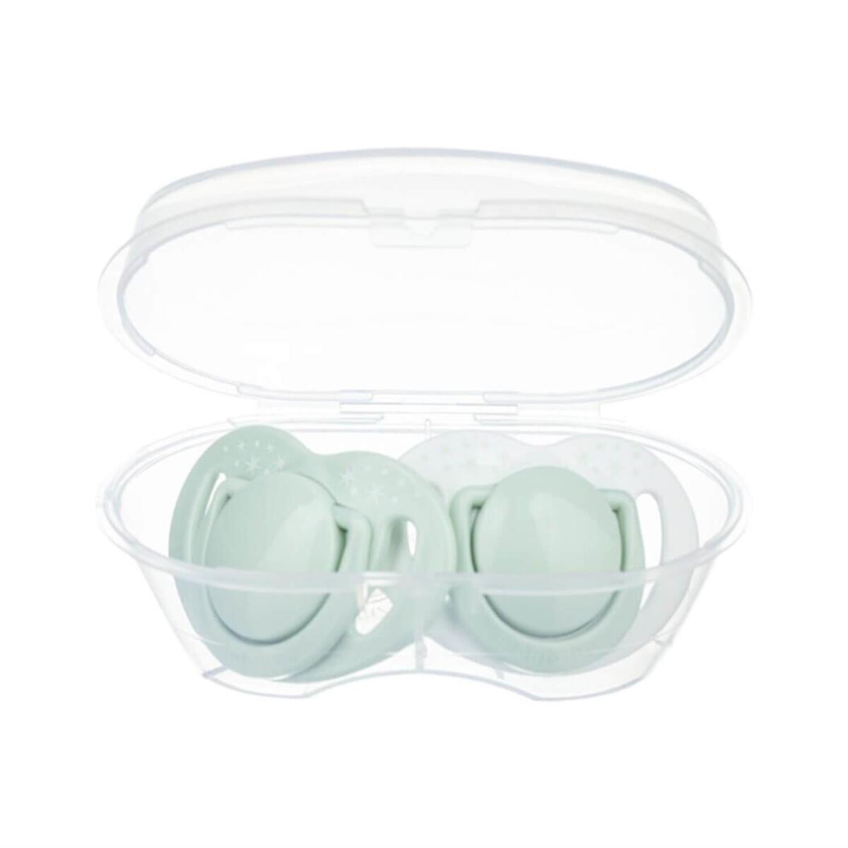 Mamajoo Silikon Emzik 2li & Sterilizasyon Saklama Kutusu 0+ Ay Powder Green