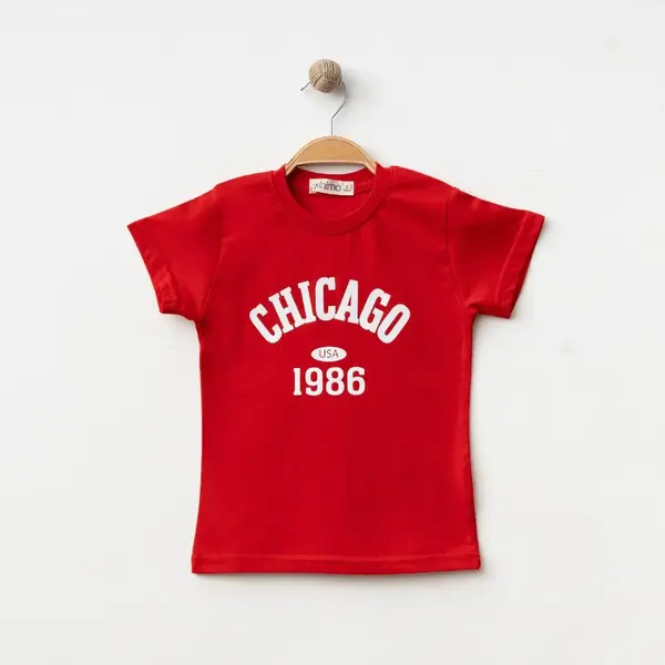 Winimo T-Shirt Chicago Baskılı Kırmızı