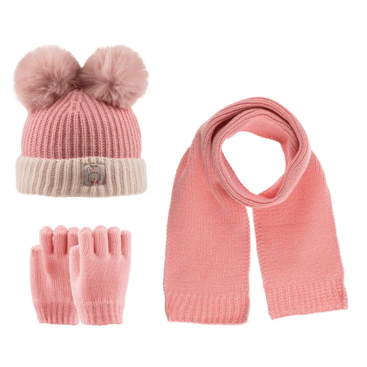 Kitti Atkı Bere Eldiven Takım Pudra