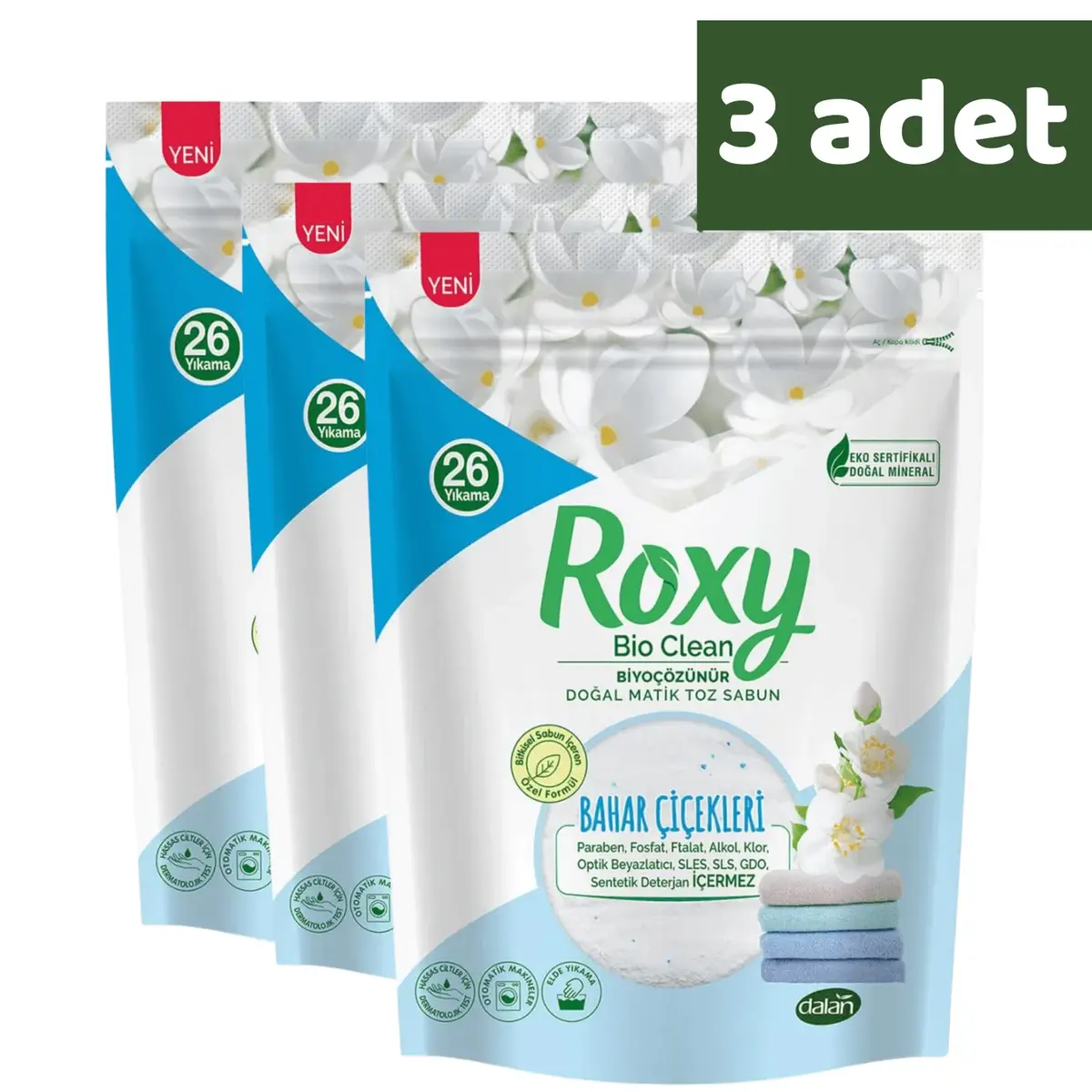 Dalan Roxy Matik Toz Sabun Bahar Çiçekleri 800 gr x 3 Adet Dalan Roxy Matik Toz Sabun Bahar Çiçekleri 800 gr x 3 Adet
