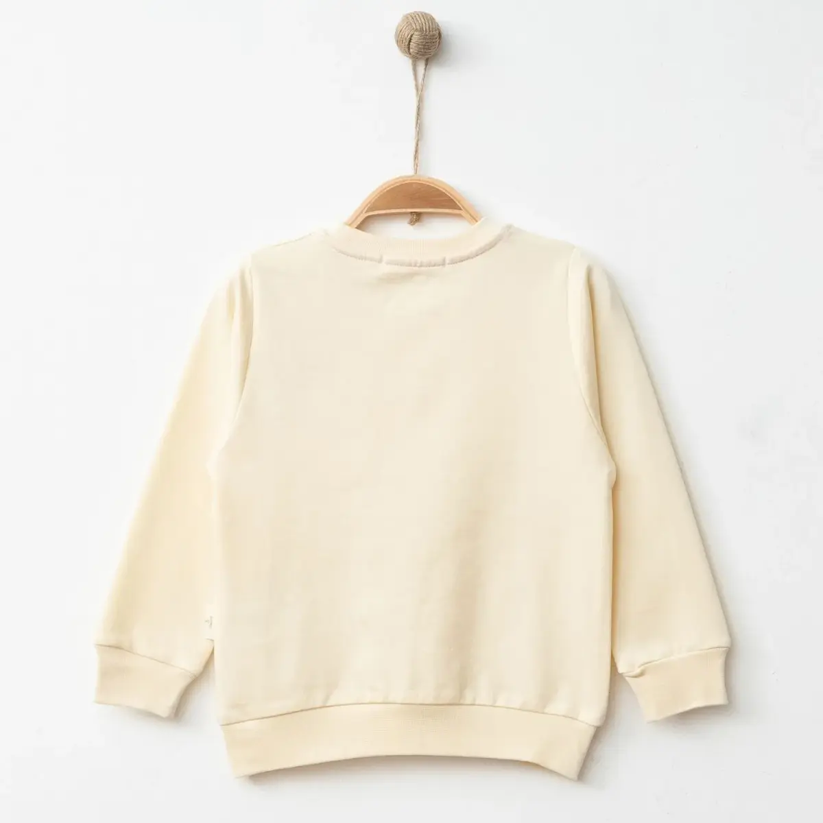 Hira Sweatshirt Uykucu Kedi Baskılı Bej