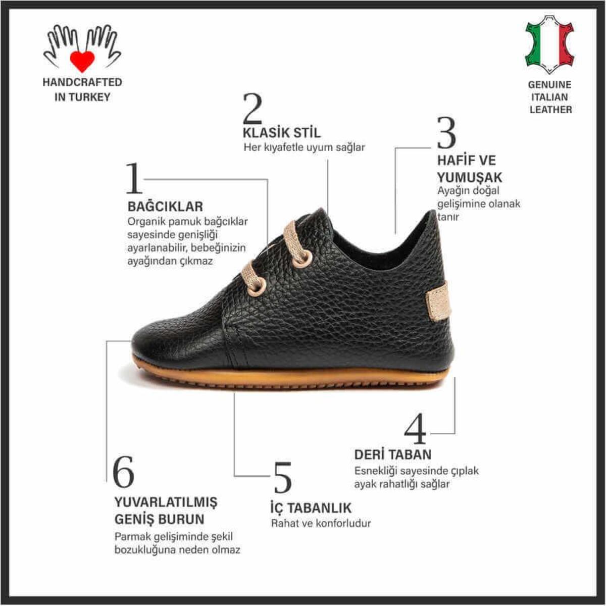 Ella Bonna Bebek Ayakkabısı Hakiki Deri Oxford Siyah