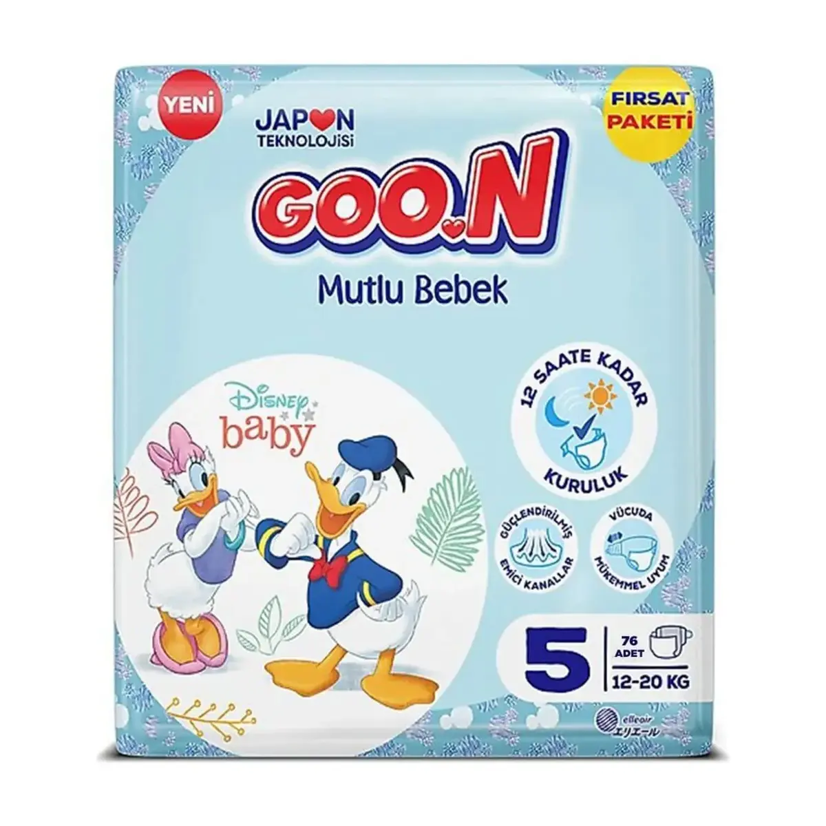 Goon Mutlu Bebek Bebek Bezi 5 Beden 12-20 Kg 76lı Aylık Fırsat Paketi