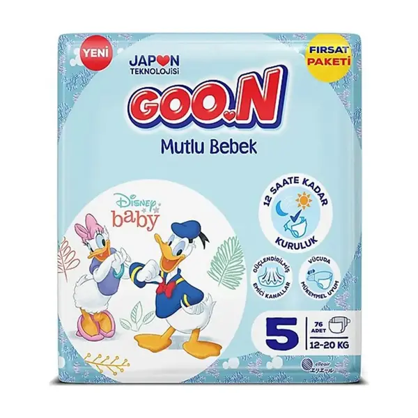 Goon Mutlu Bebek Bebek Bezi 5 Beden 12-20 Kg 76lı Aylık Fırsat Paketi