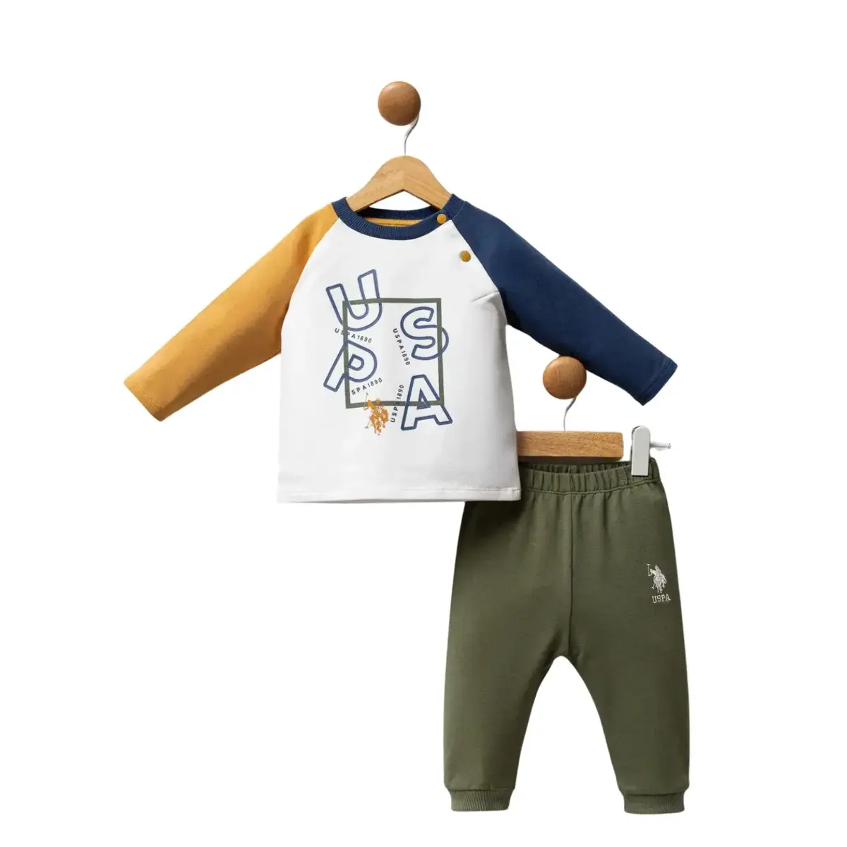 U.S. Polo 2li Takım Beyaz Hardal