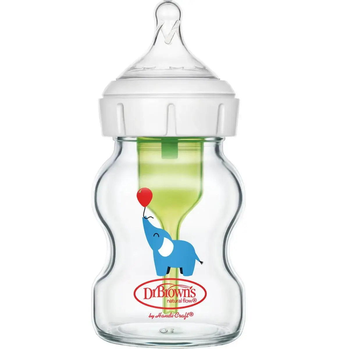 Dr Browns Geniş Ağız Anti-Kolik Options+ Desenli Cam Biberon Fil150 ml