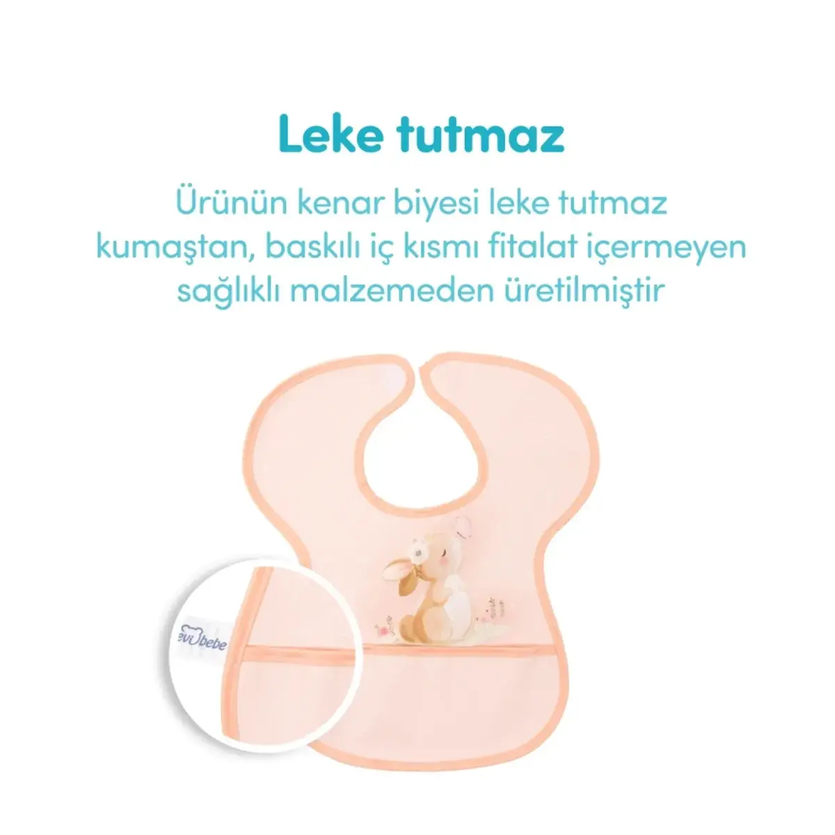 Sevi Bebe Cırtlı Muşamba Önlük Mutlu Tavşan