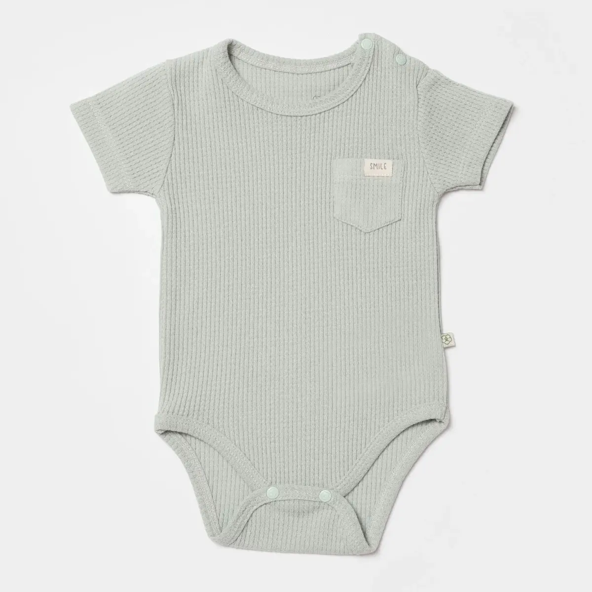 Bibaby Organik Body Kısa Kol Waffle Smile Mint Bibaby Organik Body Kısa Kol Waffle Smile Mint