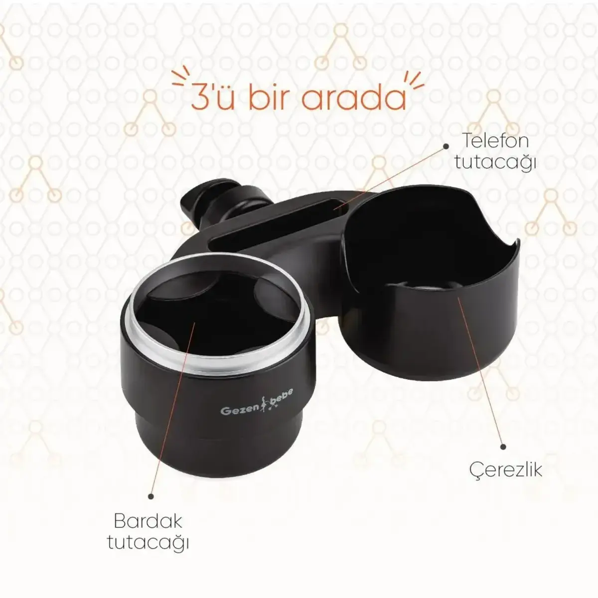 Gezenbebe 3’ü 1 Arada Bebek Arabası Telefon, Şişe ve Atıştırmalık Tepsisi