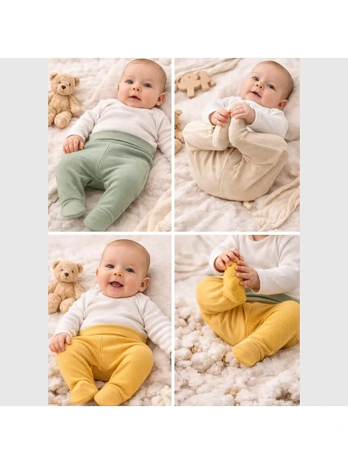 Angeltouch Pantolon Patikli Raporlu 3'lü Set Kız-Erkek Unisex Bebek 6-9 Ay