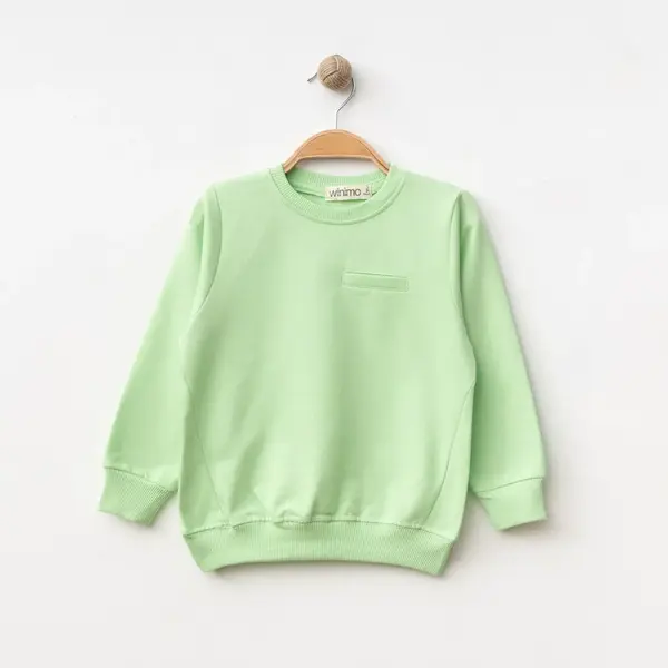 Winimo Sweatshirt Parçalı Basic Fıstık Yeşili