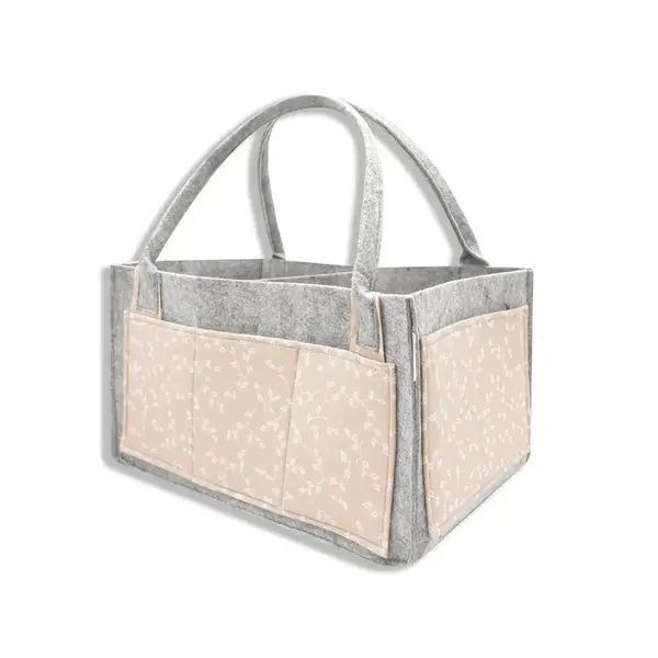 Babyjem Keçe Anne Bebek Bakım Çantası Somon Çiçek