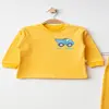 Mini Damla Pijama Takımı Penye Matweis Emprime Kamyon Baskılı Sarı