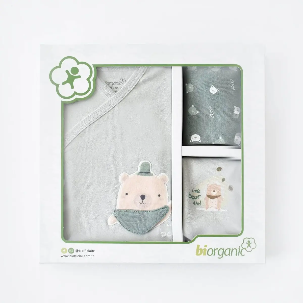Bibaby Organik Hastane Çıkışı 5li Hug Me Bear Yeşil