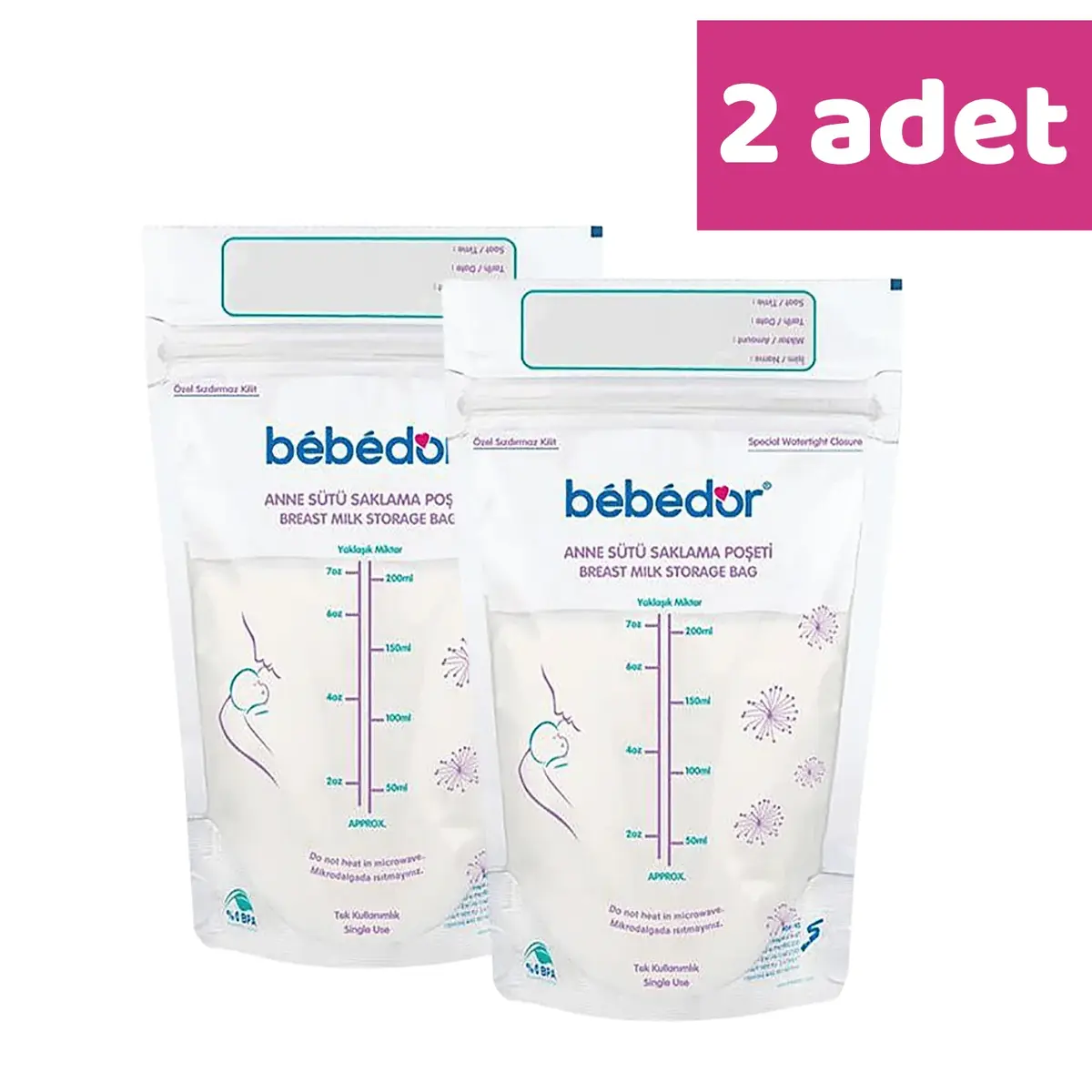 Bebedor Anne Sütü Saklama Poşeti 20li x 2 Adet Bebedor Anne Sütü Saklama Poşeti 20li x 2 Adet