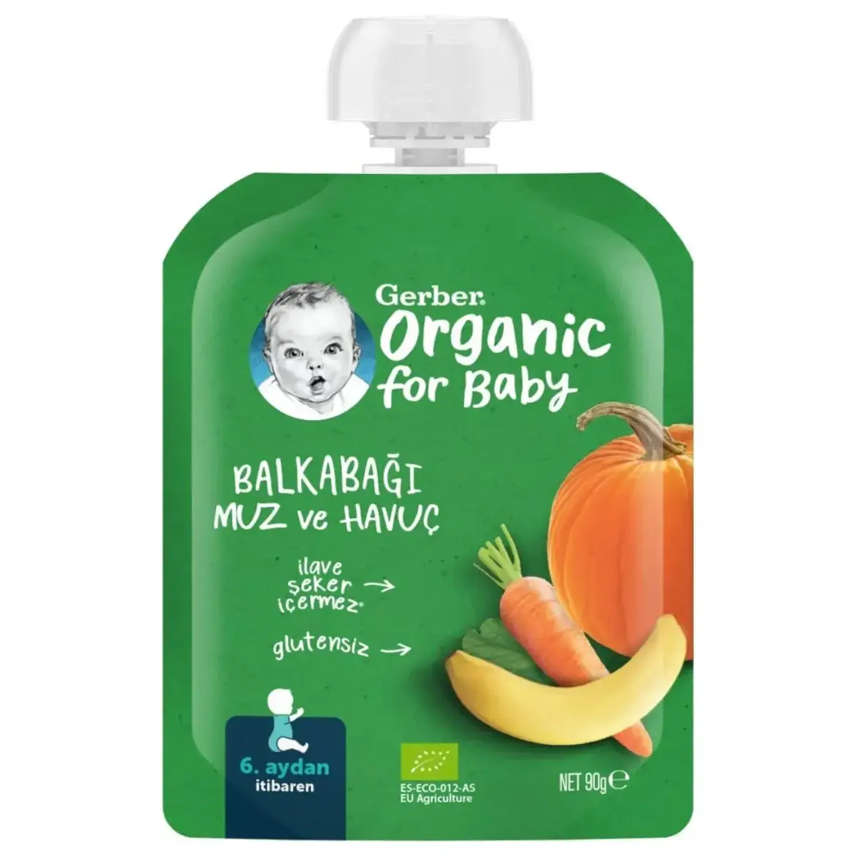 Gerber Organik Balkabaklı Muzlu Havuçlu Meyve Püresi 90 gr*2