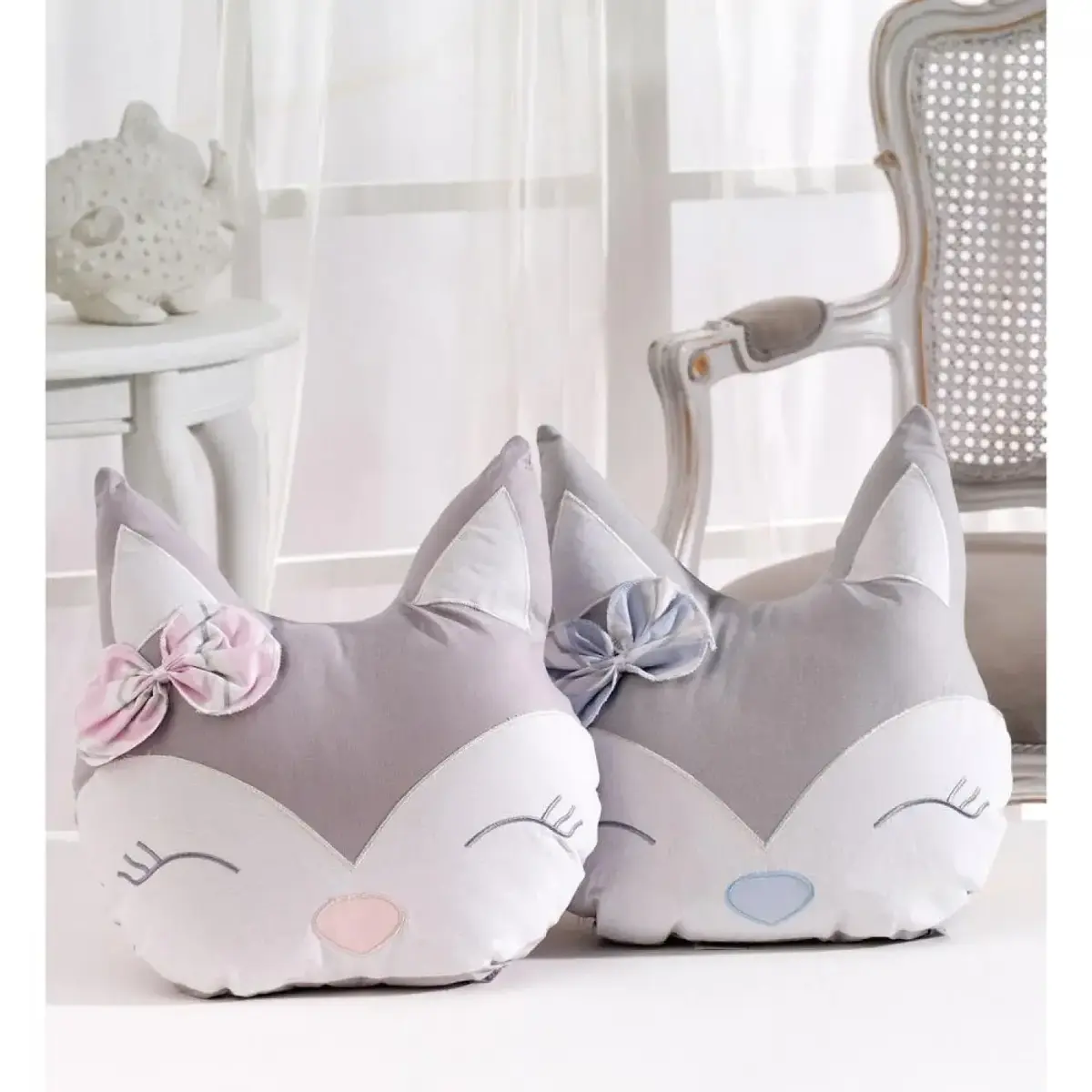 Momishop Bebek Dekoratif Yastık Fox Mavi