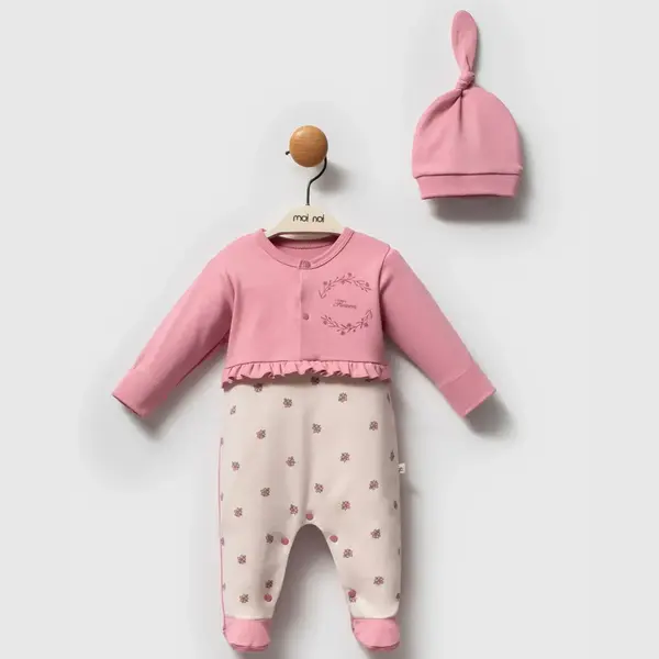 Moi Noi Tulum Şapka Takım Flowers Mürdüm