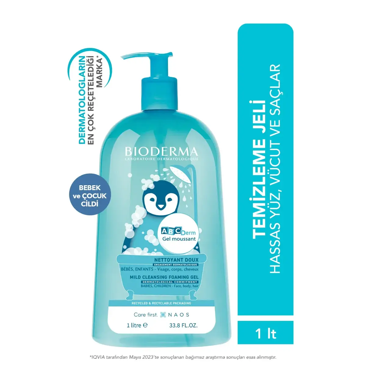 Bioderma Abcderm Saç Yüz ve Vücut Temizleme 1 Litre