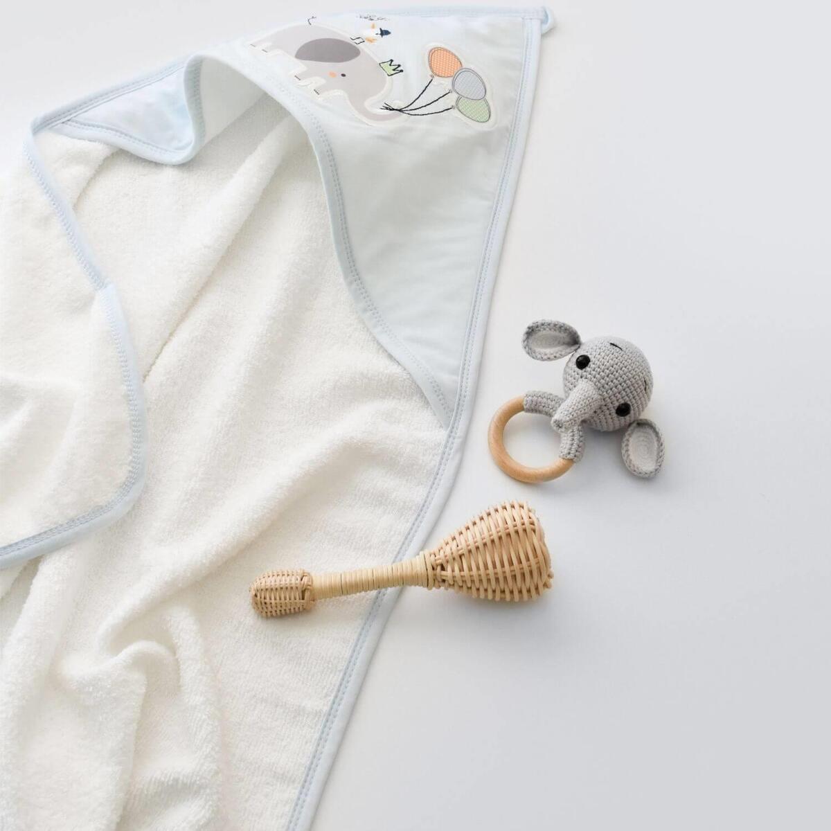 Bibaby Havlu Flying Elephant Ekru - Mavi