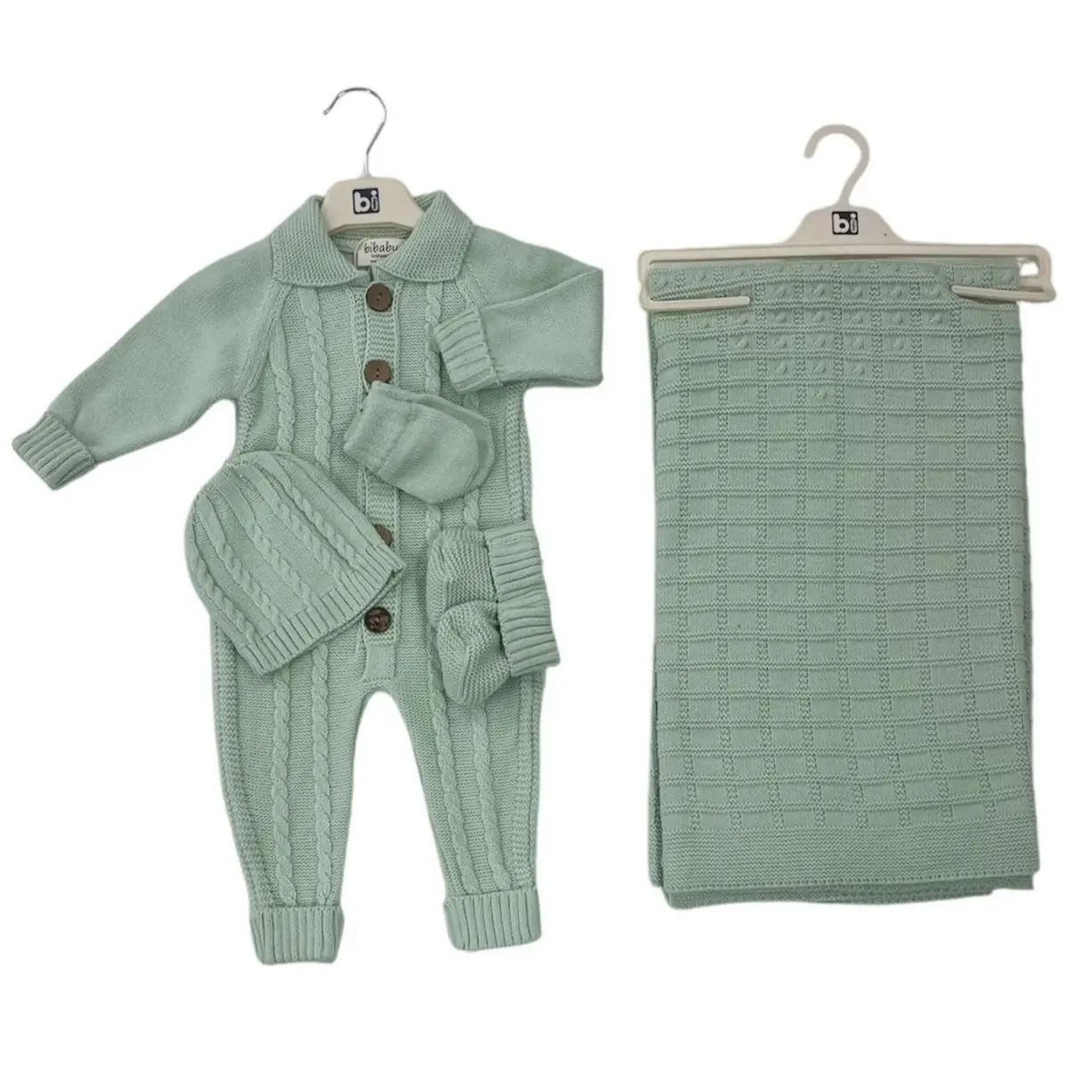 Bibaby Hastane Çıkışı 5li Triko Saç Örgü Yeşil Bibaby Hastane Çıkışı 5li Triko Saç Örgü Yeşil