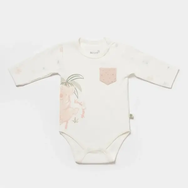 Bibaby Organik Body Uzun Kol Koala Jungle Pembe