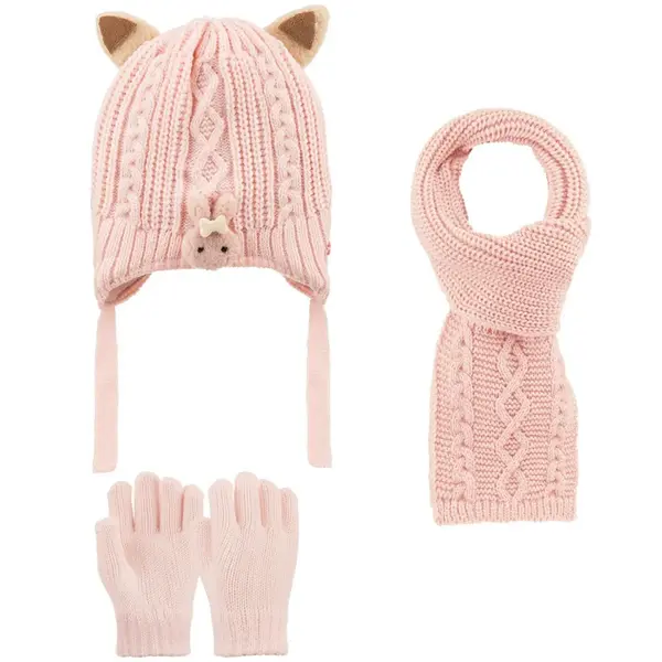Kitti Eldiven Atkı Bere Takım 1-4 Yaş Açık Pembe Asortili