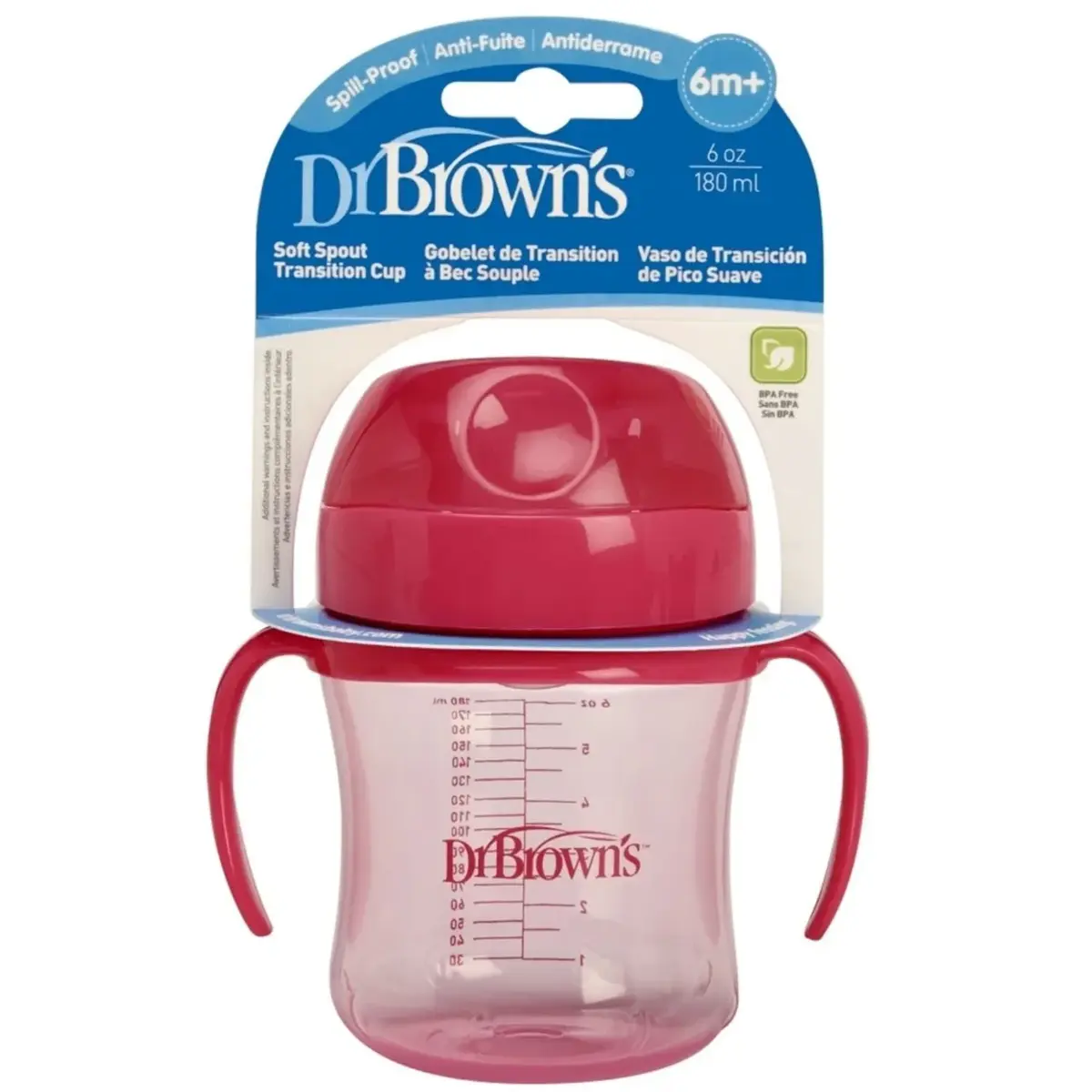 Dr Browns Alıştırma Bardağı Yumuşak Oluklu 180 ml 6+ Ay Pembe