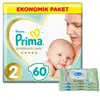 Prima Premium Care Bebek Bezi 2 Beden Mini 4-8 Kg 60Lı Ekonomik  Bm Care Yenidoğan Islak Mendilli Av