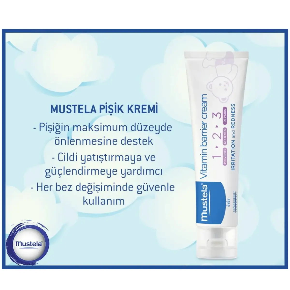 Mustela Vitamin Bariyer 1-2-3 Bebek Pişik Kremi 100 ml x 3 Adet