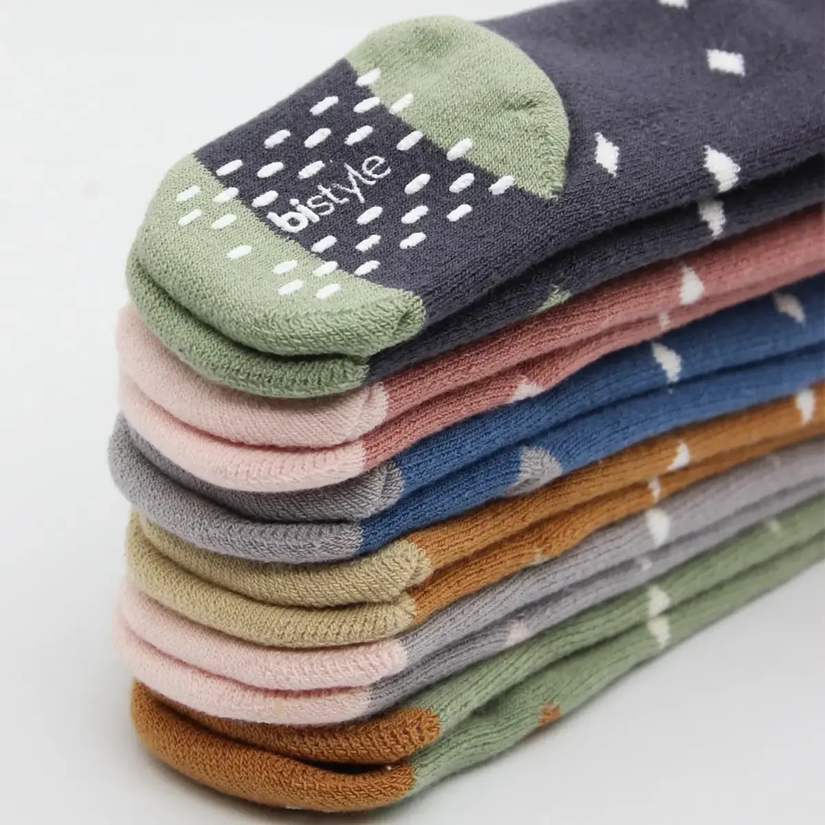 Bistyle Organik Çorap Külotlu Kaymaz Havlu  Puanlı İndigo