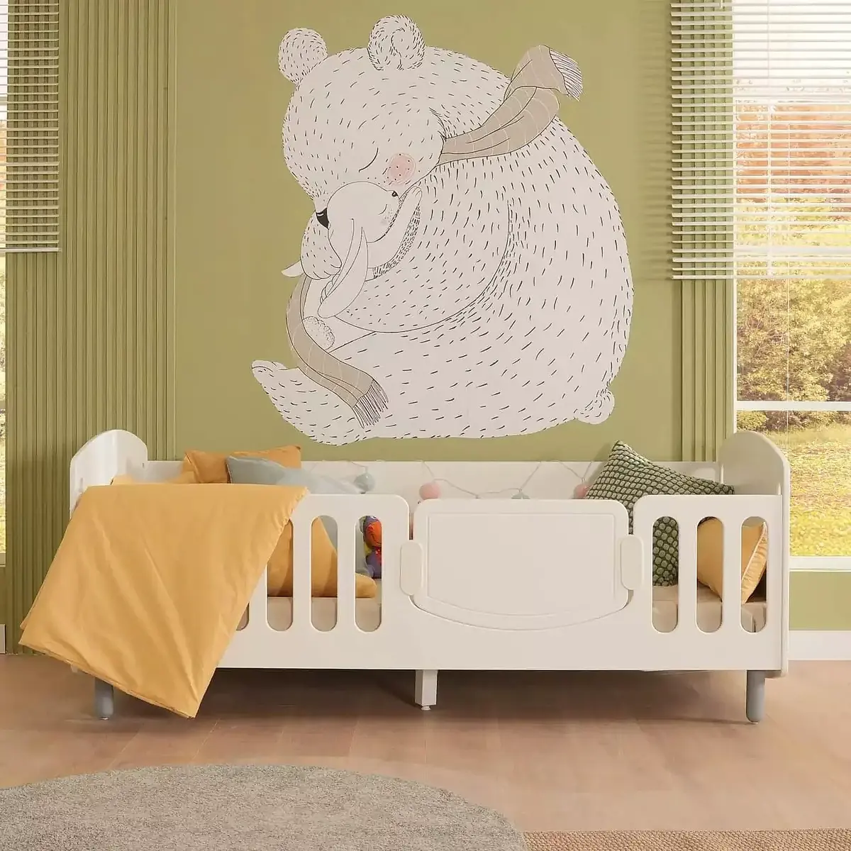 Meltem Kids Sweet Bear Montessori 90x190 Beyaz - Gri