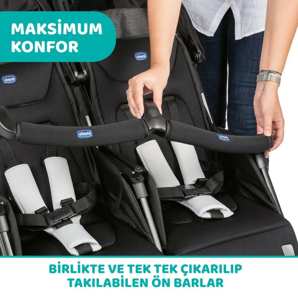 Chicco Ohlala İkiz Bebek Arabası Black Night