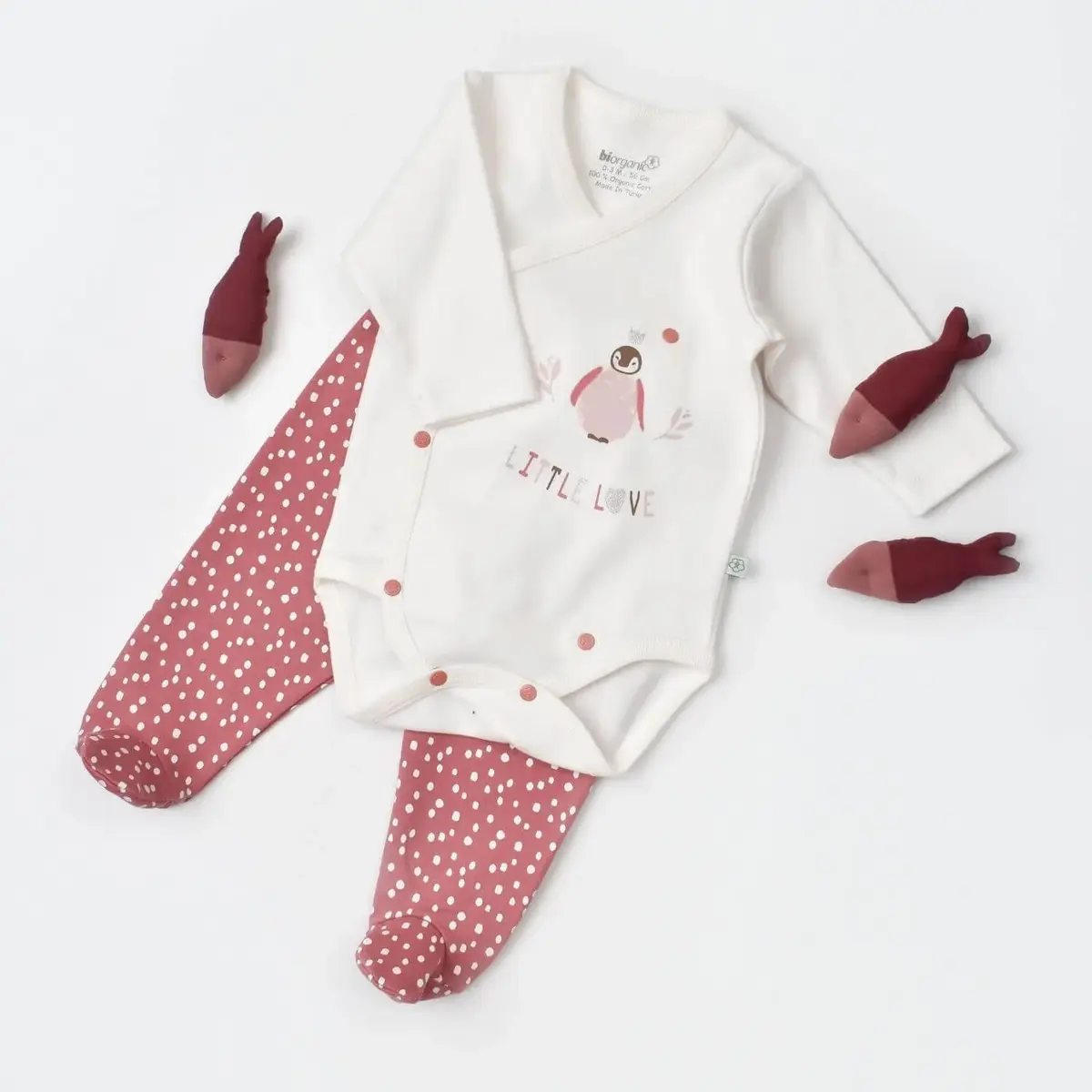 Bibaby Organik Zıbın Takımı Little Love Rose Dry
