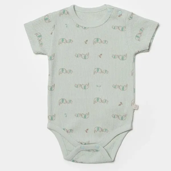Bibaby Organik Body Kısa Kol I Love To My Mama Bej - Mint