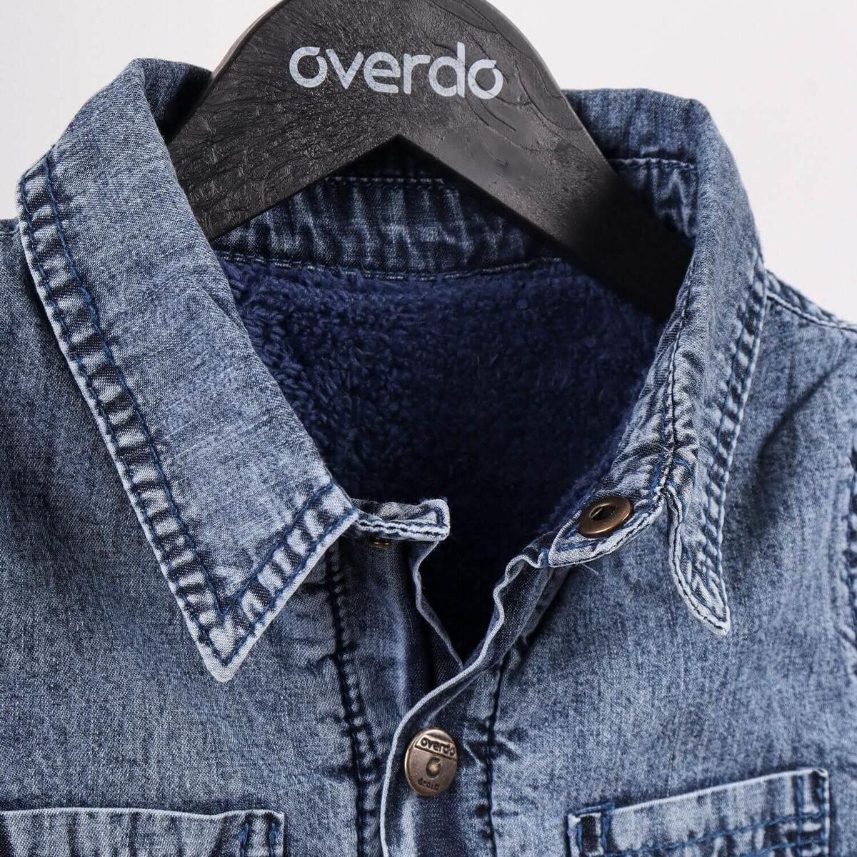 Overdo Gömlek Kot Welsoft Arkası Baskılı Mavi Denim