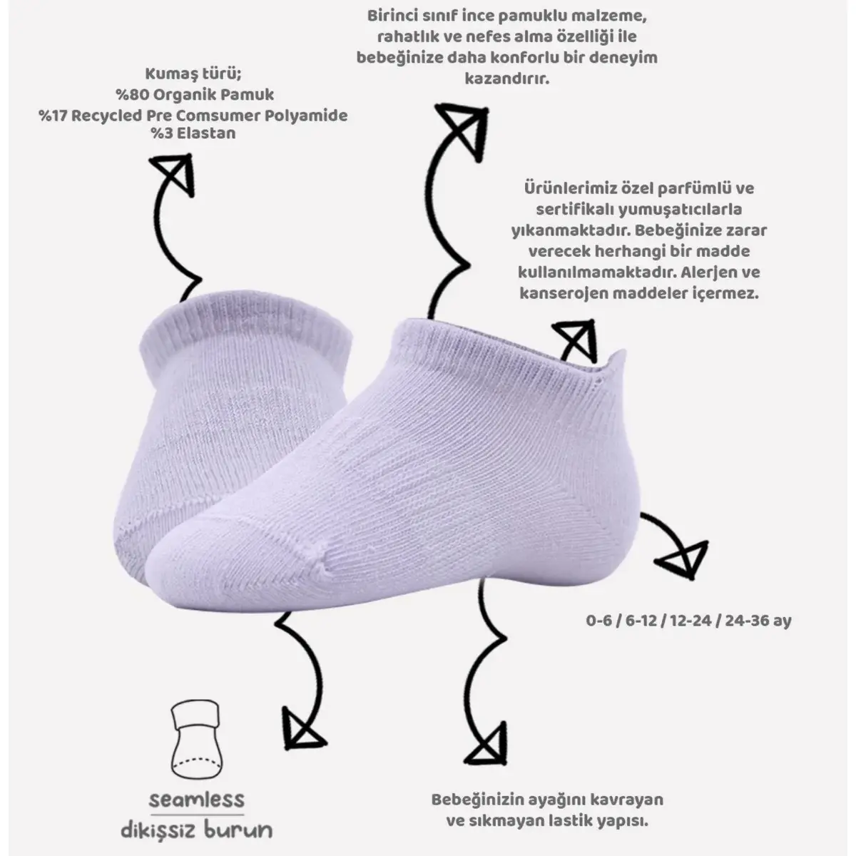 Bibaby Çorap Sneakers Bistyle 6lı Colors Pastel