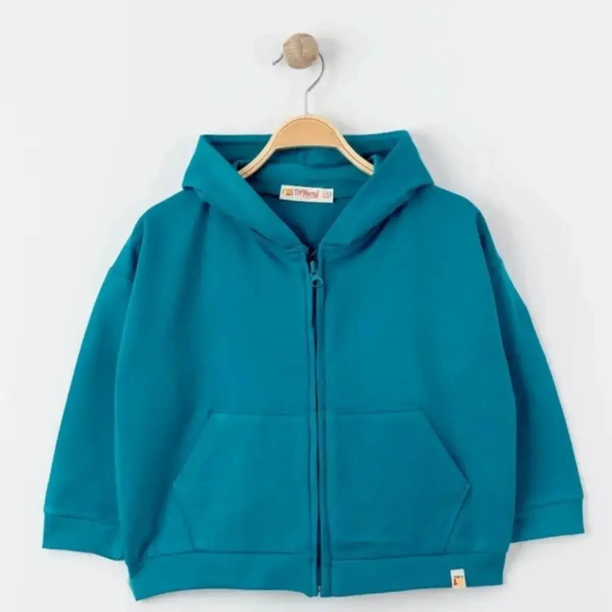 Tiffany Sweatshirt Kapüşonlu Fermuarlı Oversize Theme Turkuaz