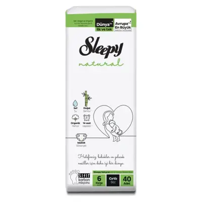 Sleepy Natural Bebek Bezi 6 Beden Xlarge 15-25 kg 40lı Jumbo Paket