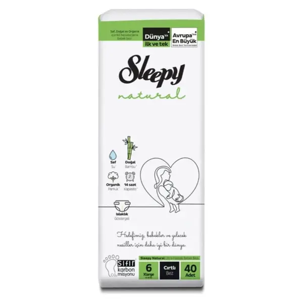 Sleepy Natural Bebek Bezi 6 Beden Xlarge 15-25 kg 40lı Jumbo Paket