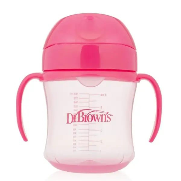 Dr Browns Alıştırma Bardağı Yumuşak Oluklu 180 ml 6+ Ay Pembe
