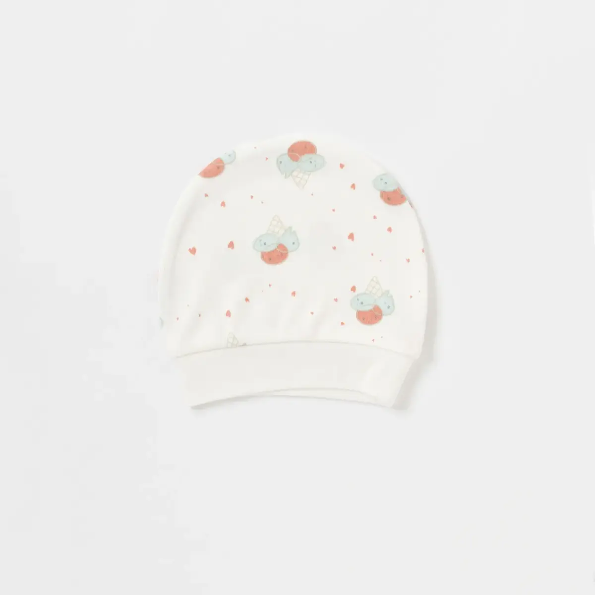Bibaby Organik Şapka 2li Pretty Ears Bunny Mint - Ekru