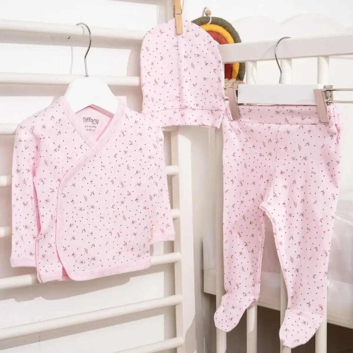 Tiffany Zıbın Takımı 3lü Jakarlı Flowering Theme Pembe