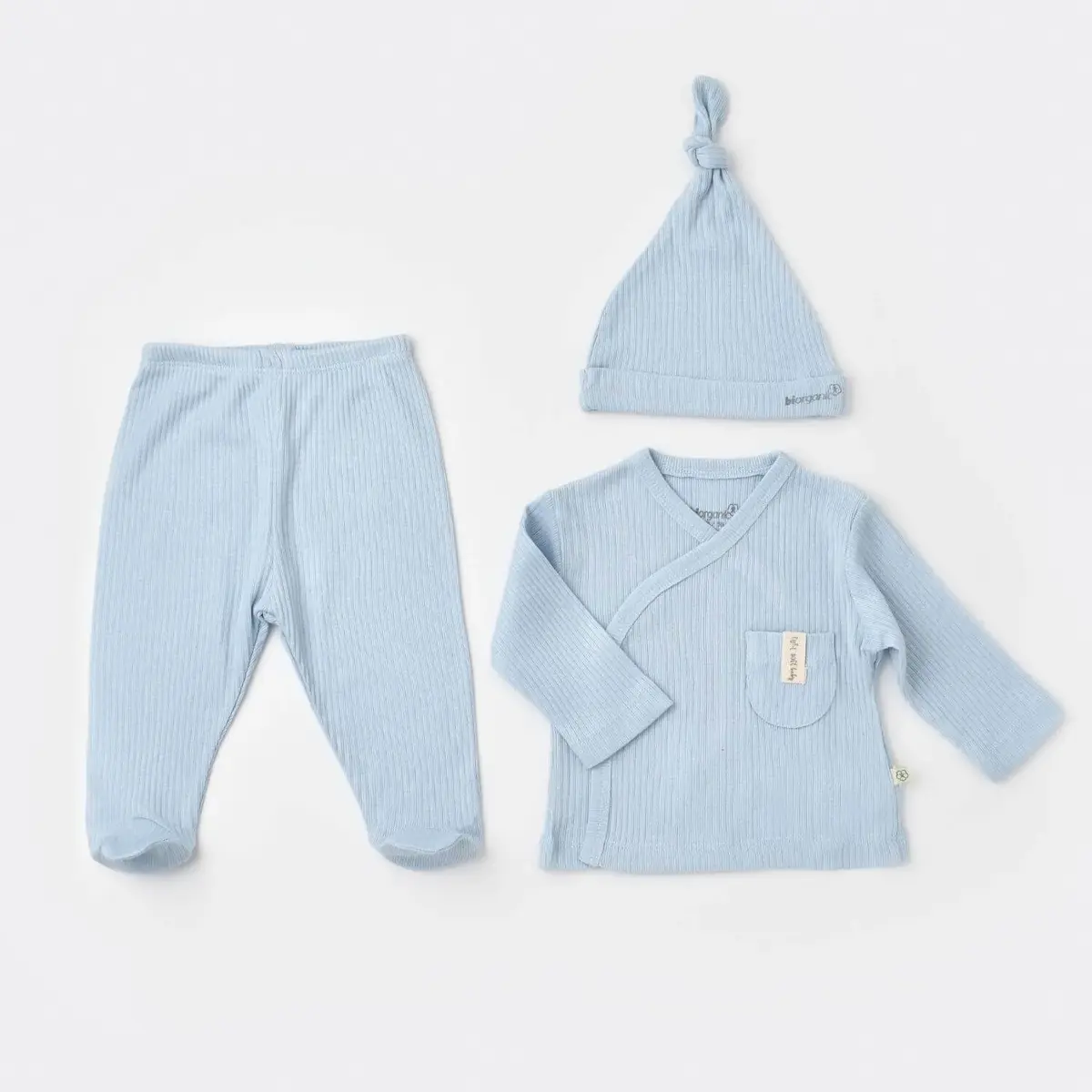 Bibaby Organik Zıbın Takımı 3lü Soft Modal Mavi