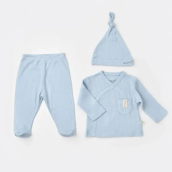 Bibaby Organik Zıbın Takımı 3lü Soft Modal Mavi