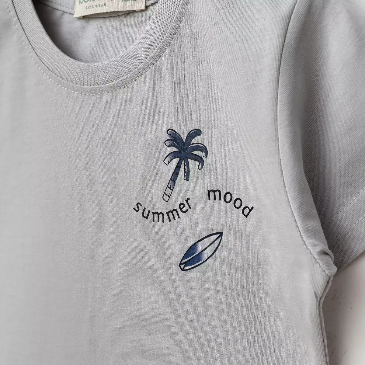 Bebolly 2li Takım Summer Mood Baskılı Boyalı Gri