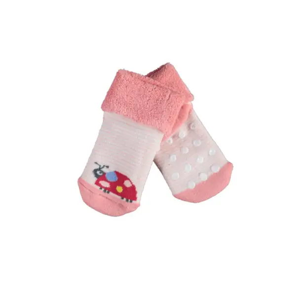 Bibaby Organik Çorap Soket Kaymaz Havlu Animals Somon